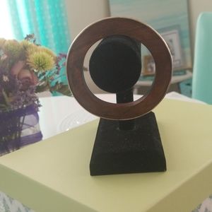 Wooden Bangle bracelet with silver edge